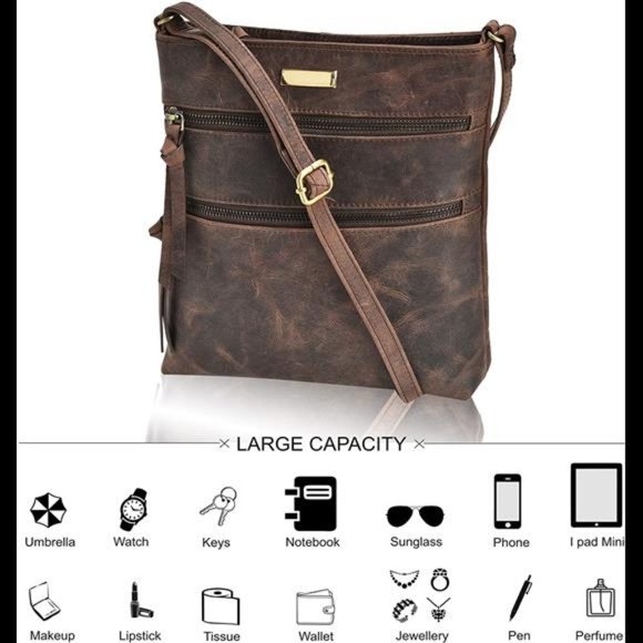 Leather Crossbody Purse for Women- Small Crossover Long Over the Shoulder Sling - Picture 3 of 6